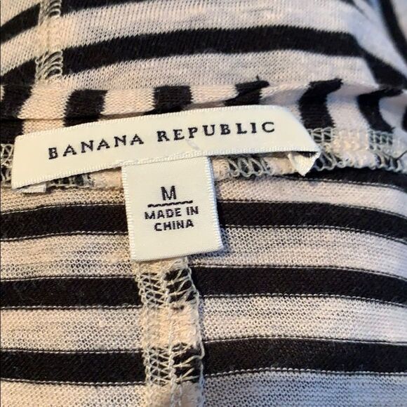 Banana Republic black/ecru stripe linen blend top - Picture 5 of 5
